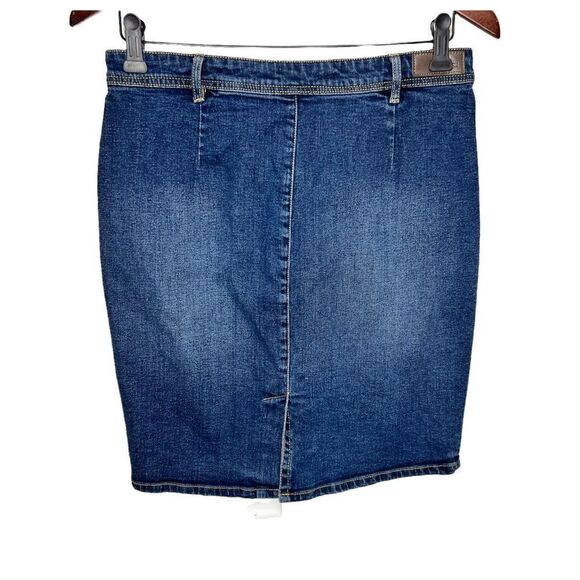 Kenneth Cole Reaction Button up Denim Skirt Patch Pockets Size 4 - Picture 2 of 6